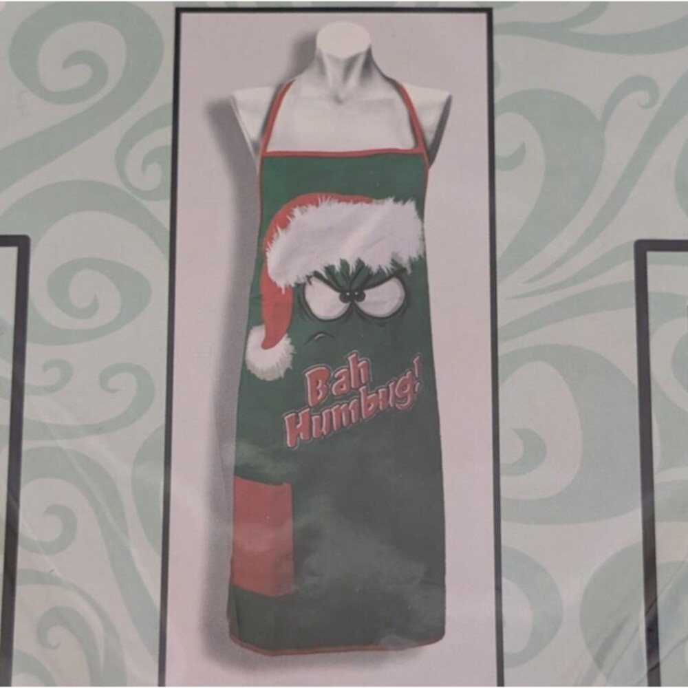 Christmas Apron Spoontiques Bah Humbug 100% Cotton 26" x 30" One Size Adult